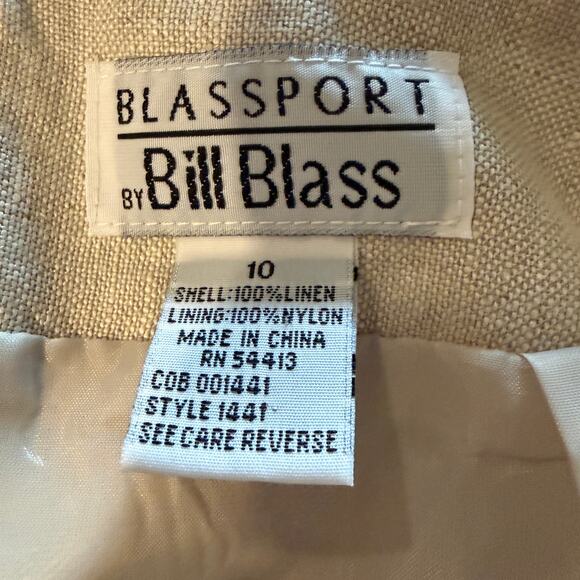 Vintage Beige Linen Midi Skirt Neutral Size 6 Medium Chic Workwear Career Office - Picture 5 of 7